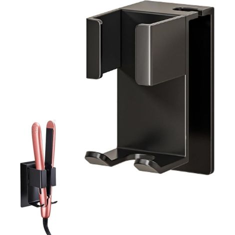 Support Lisseur, Support seche cheveux sans percage, Support seche Cheveux et lisseur, Support Mural pour Fer à Friser et Fer à Lisser, Pour Salle De Bain & Table De Toilette (1/5)