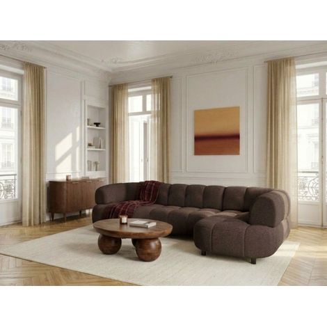 BOBOCHIC - Canapé d'angle L convertible avance-recule électrique LOVELY tissu chenille Angle droit Marron (1/5)
