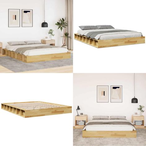 vidaXL Cadre de lit sans matelas 150x200 cm bois massif de chêne (1/5)