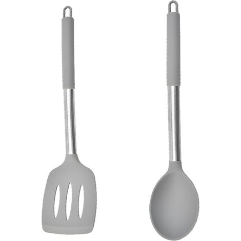 Ensemble Ustensiles Cuisine - Silicone Alimentaire Et Acier Inoxydable - Résistant À La Chaleur Pour Poêles Antiadhésives - Lot De 2 Pièces (1/5)
