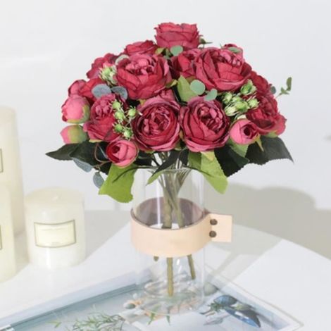 Bouquet Fleurs Artificielles - Faux Fleurs Soie - Décoration Intérieure Extérieure - Longueur 29 cm - 1 Pièce (1/4)