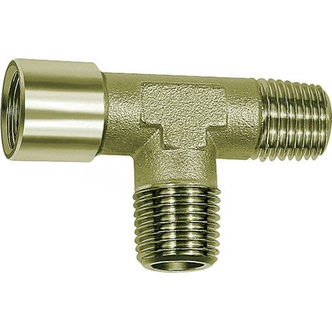 Riegler T-Stück, außen/außen/innen, G/R 1/2, SW 21, Messing vernickelt (1/3)