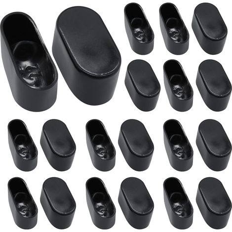 20 embouts ovales pour pieds de meubles - 4 cm x 2 cm - Caoutchouc noir - Protection des sols - Anti-rayures - Pour tables et bureaux (1/4)
