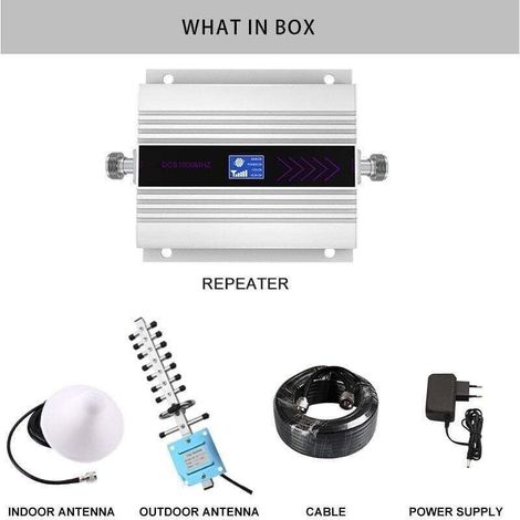 Amplificateur de signal mobile tri-bande 2G 3G 4G – Gain supérieur à 68dB – Couverture jusqu'à 150 m² – Antenne extérieure 10 dBi - GSM 2 G