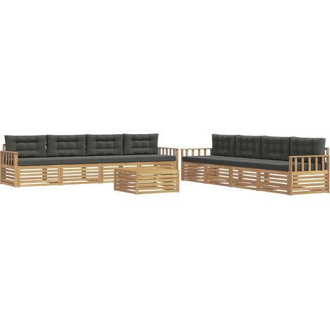 Set di divani da esterno 9 pz Bianco e Antracite Poliestere vidaXL (1/5)