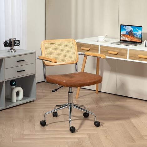 Chaise de bureau fauteuil de bureau fonction basculante hauteur réglable assise pivotante 60l x 55.5P x 82-90H cm marron