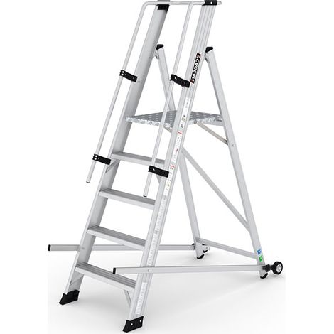 Mobile Stehleiter 5 Stufen - Maximale Arbeitshöhe 3.25m - VE4