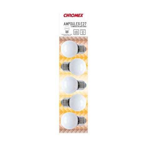 Pack de 5 ampoules E27 LED Blanc chaud  - type guinguette - 0,5W - Chromex (1/3)