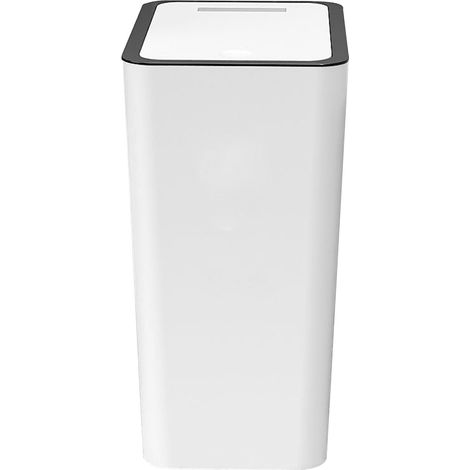 Poubelle à pression avec couvercle, capacité de 15l, poubelle en plastique pour salle de bains, toilettes, cuisine, blanche. (1/5)