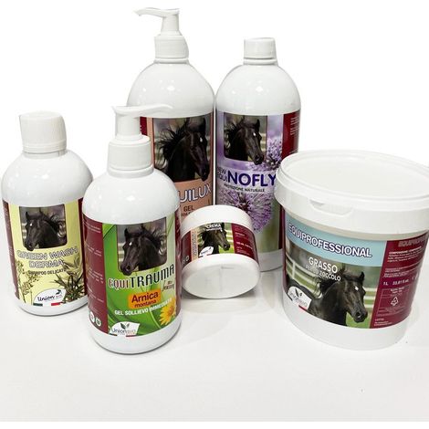 SET GROOMING 6 pezzi prodotti per la cura del cavallo Union Bio
