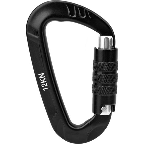 1 pièce Mousqueton en Aluminium Aéronautique 7075 12KN Forme D Accessoire Sécurité Extérieur Noir (1/5)