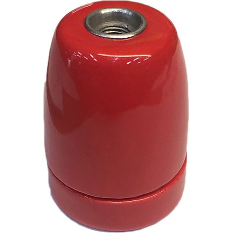 Portalámparas cerámico vintage e27 4 a 100 w 250 v rojo, ø47 x 59 mm