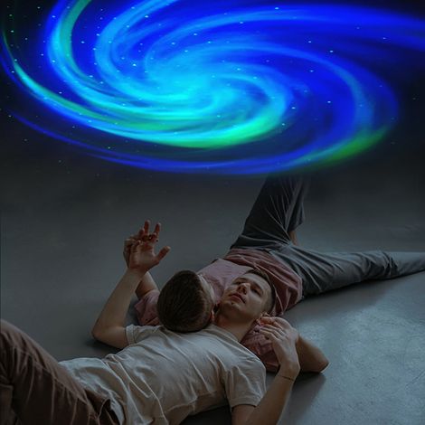 Lampe de chevet Bluetooth créative pour chambre à coucher, motif capsule spatiale, ciel étoilé galactique, projecteur astronaute. Lampe d'ambiance pour table. (1/5)