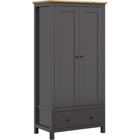 Armadio 2 ante 1 cassetto Duck grigio antracite e marrone 203cm (1/3)