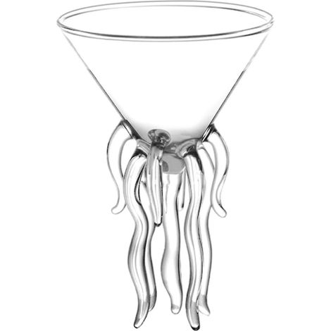 Verre à Cocktail Méduse Transparent, Verre à Whisky en Forme de Poulpe, Tasse à Jus de Fruits, Flûte à Vin et Champagne (1/4)