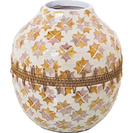 Vase Nacre/Rotin °25X27 Cm Bouche:°9 Cm (1/4)