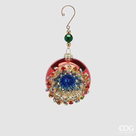 EDG Enzo De Gasperi Addobbo Natale Palla Jewel Vetro D 8 Cm Red 1 Pz