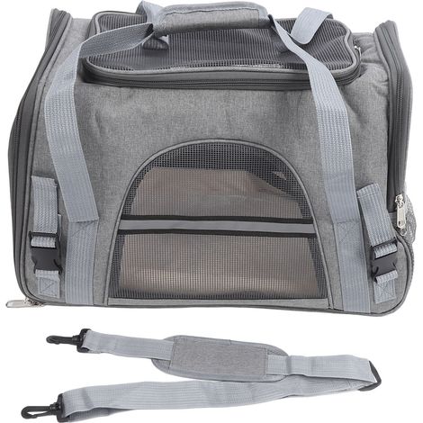 Pet Carrier Breathable Mesh Cat Carrier Bag Collapsible Portable Dog Carrier Large Capacity Puppy Bag for Travel Camping Shopping Grey (1/5)