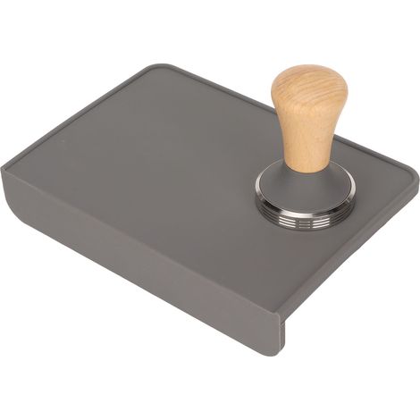 Tapis de tassement à café surdimensionné et tasseur à café en bois, tapis de tassement en silicone anti-poussière pour la maison, gris, tasseur à café de 58 mm