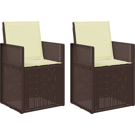 Lot de 2 Chaises d'extérieur - Chaisess de jardin salle à manger Marron et crème PP fr2211 - Maison La Vie (1/5)