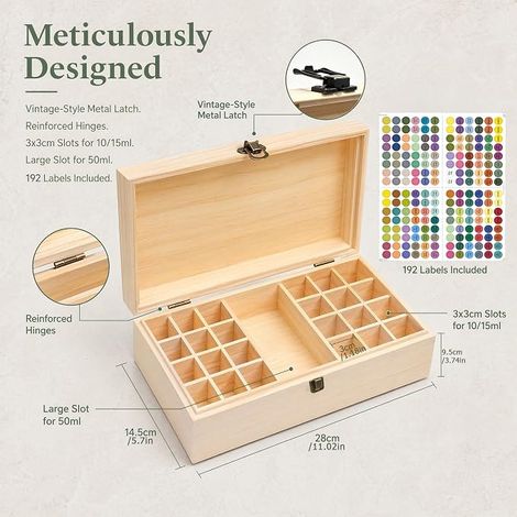 Boîte de Rangement Bois Huiles Essentielles,Contenir 25 flacons (1/4)