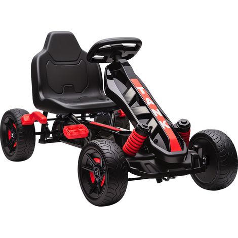 Pedal Go Kart for Kids Aged 3-6 Years, with Freewheel System, Brake, EVA Anti-Slip Wheels, Red