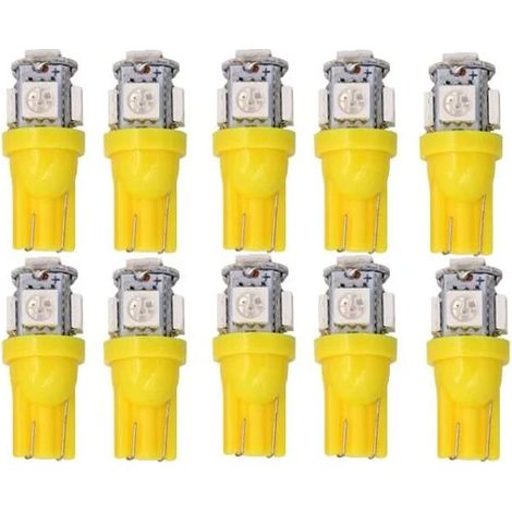 10 ampoules LED jaunes T10 W5W 5050SMD 12V DC (1/5)
