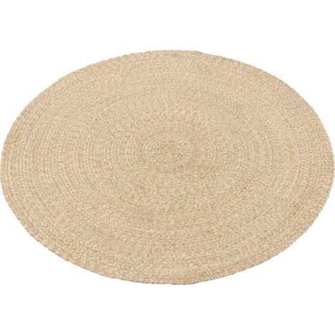 Tapis rond naturel outdoor style bohème pour terrasse élégante - Naturel beige clair tressé (1/3)
