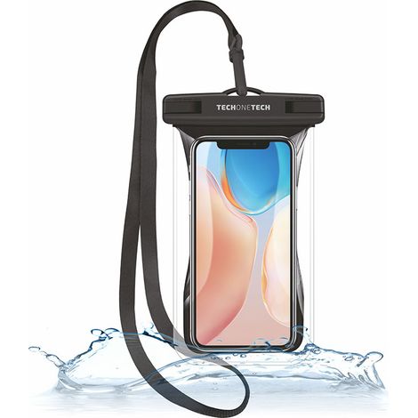TECH ONE TECH custodia impermeabile galleggiante e sospesa per acqua IPX8 per cellulari fino a 7” colore nero (1/2)