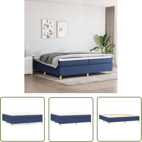 The Living Store Cadre de lit sans matelas bleu 200x200 cm tissu - Cadre De Lit - Lit Double - Literie - Meuble Chambre - Chambre À Coucher (1/5)