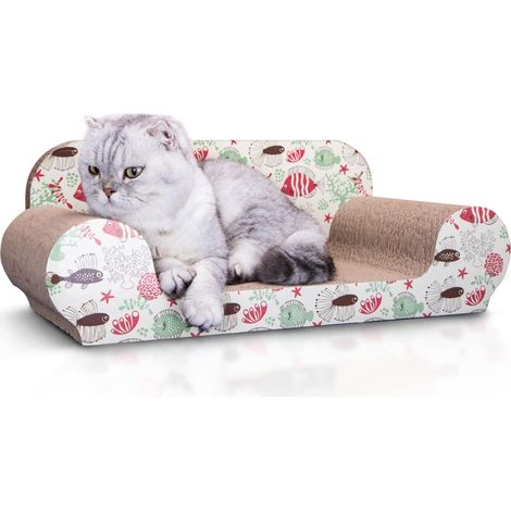 Grattoirs pour chats en forme de canapé, avec motif de poisson et catnip (1/5)