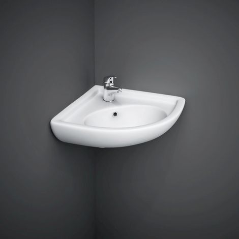 RAK Compact Corner Cloakroom Basin 440mm Wide - 1 Tap Hole (1/3)