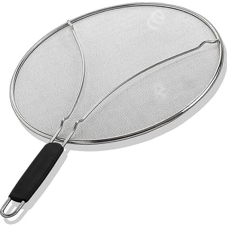 Grille anti-projections pour poêle 33 cm - Bloque 99% des éclaboussures d'huile chaude - Protège la peau des brûlures - Poêle en fonte (1/5)
