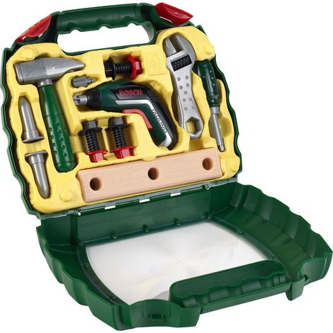 Mallette Outils avec visseuse électronique - Nombreux Accessoires : Marteau, Tournevis, clé à molette, vis, etc - Dimensions : 32 x 9 x 26 cm - pour Enfants dès 3 Ans (1/5)