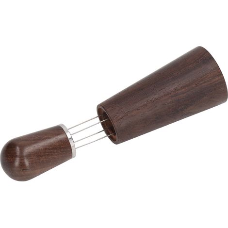 Aiguille à café en bois avec 4 arcs et base, outil de distribution pour barista, marron foncé (1/5)
