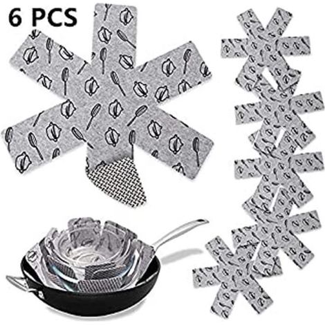 6Pcs Protection Casseroles Et Protège-Poêle Antidérapantes Coussin De Protection Tapis De Pot D\'Isolation Pour Éviter Griffures Ra