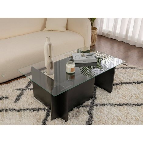 Dmora - Wohnzimmertisch Illasi, Niedriger Wohnzimmertisch, Kaffeeregal, Couchtisch für Sofa, 105x65 h40 cm, Schwarz (1/5)