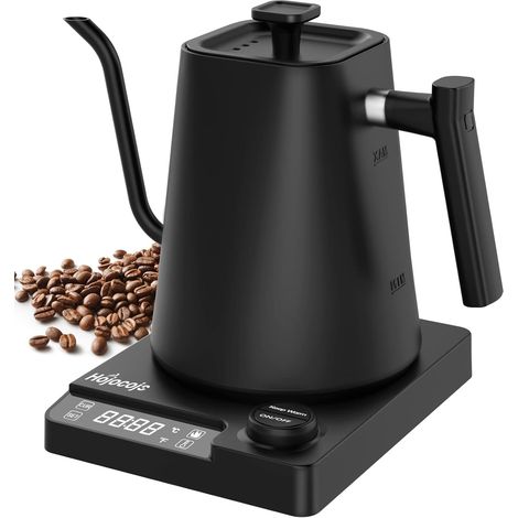 1L Stainless Steel Electric Kettle with Temperature Control, Gooseneck Spout, 24-Hour Keep Warm Function, Electric Kettle with Temperature Display, 1200W, Black