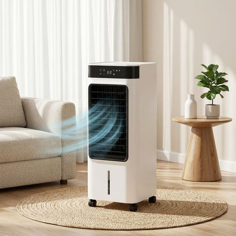 Refroidisseur d'air portable, rafraîchisseur d'air évaporatif 3 en 1 avec réservoir d'eau de 7 litres, rotation à 48°, blanc