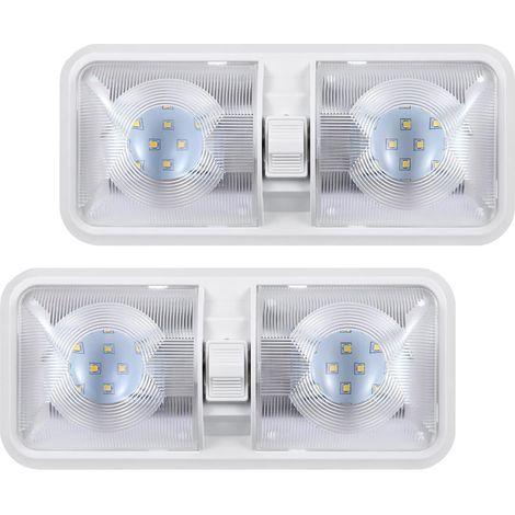 Lumières LED 12 Volts pour Camping-Car avec Interrupteur on/Off - Lumière du Jour 6500K 7W 800LM, Eclairage Plafonnier LED 12V intérieur pour Camping-Car, Fourgon, remorque, Bateau - Lot de 2 (1/5)