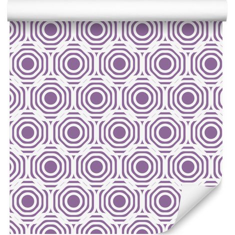 Carta da parati con motivo geometrico grigio chiaro e viola 50x1000 cm (1/5)