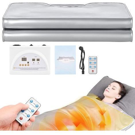 Infrared Sauna Blanket, 2 Zones Far Infrared Sauna Blanket, Professional Portable Far Infrared Therapy Thermal Blanket for Home Spa, Detoxification, Fitness, and Beauty (1/5)