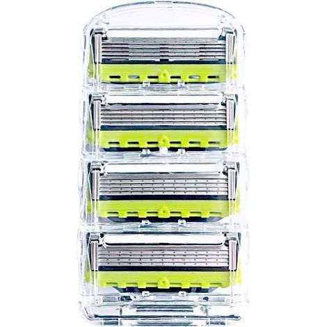 Rasoir Manuel à 5 Lames avec Support – Compatible avec de nombreux rasoirs standard – 4 cartouches vertes – Idéal pour rasage précis sans irritation (1/2)