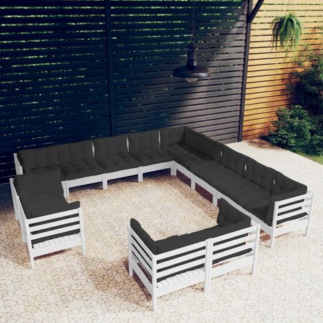 13-tlg. Garten-Lounge-Set mit Kissen Weiß Massivholz Kiefer vidaXL (1/5)