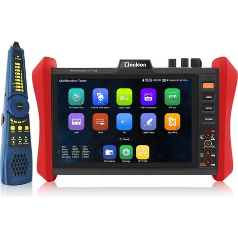Testeur de caméra de vidéo-surveillance avec écran tactile IPS de 8 pouces E90, testeur de caméra IP 4K 12MP et testeur de caméra coaxiale TVI/CVBS/AHD/CVI 8MP, POE++ Max 90W, testeur de câble (1/5)