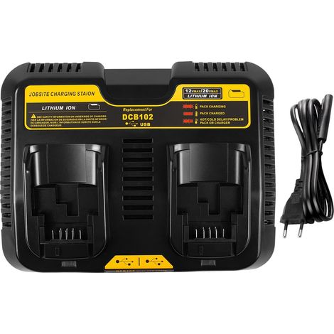 Chargeur de Batterie 2 Ports Compatible avec DCB115 - 18V Dual 3,0 A 12V-20V Max Li-ION Rapide - Pour DCB avec 2 Ports USB 2,1A (1/5)
