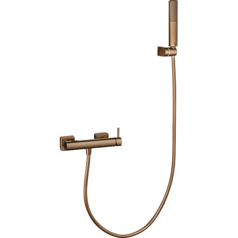 Kit ducha monomando Toscana oro rosa cepillado [ IMEX® ] (1/2)