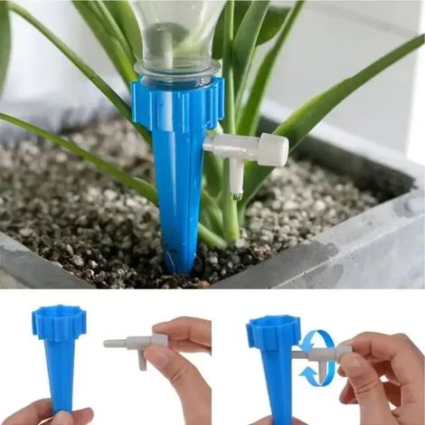 (4 pièces - Vert) Système d'irrigation goutte à goutte automatique pour plantes à fleurs, serre et jardin. Dispositif de goutte à goutte automatique réglable.