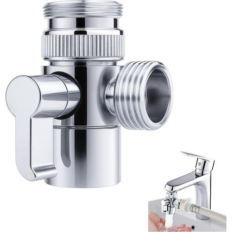 Diverteur De Robinet 3 Voies En Laiton SBA021, Avec Adaptateur M22 Vers M24, Robuste Et Résistant À La Corrosion Pour Évier Et Douche Adaptateur Robinet Lave Vaisselle Inverseur Vanne (1/5)