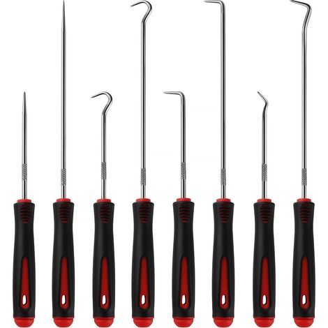8-Piece Hook Set, Straight Pick, Alloy Steel, Rubber Handle, for Oil Seals, Automotive Mechanics (1/5)